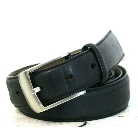 PERRY ELLIS PORTFOLIO BLACK GENUINE LEATHER DRESS CASUAL MEN'S BELT 38/95 (F95 - Picture 1 of 7